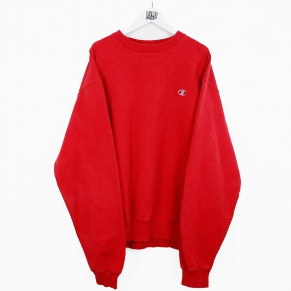 Champion Eco Red Sweatshirt with Embroidered Logo (Large) - Picture 1 of 4